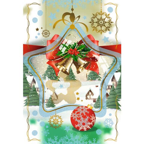 Biglietti augurali Natalizi glitterati Biembi 12x18 cm - conf. 8 pezzi - assortiti - B2X202C63